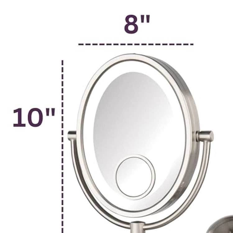 HL9515NL Lighted Wall Mount Mirror with 10X-1X Magnification