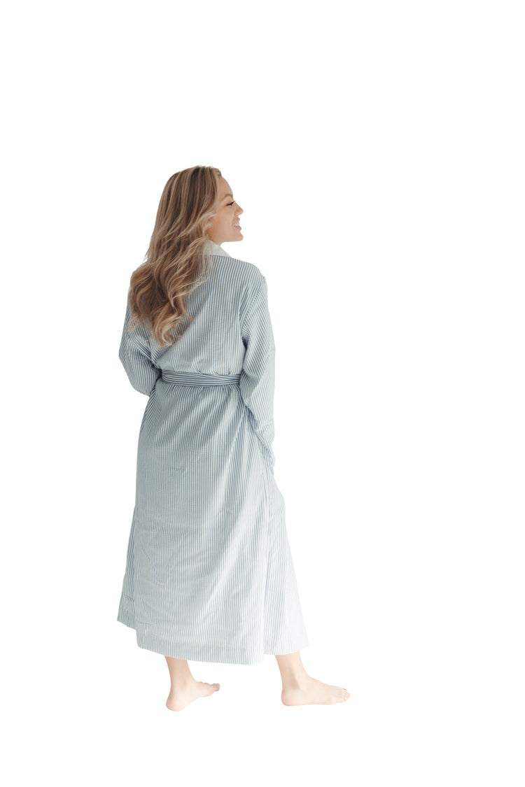 Navy Double Layer Seersucker Robe