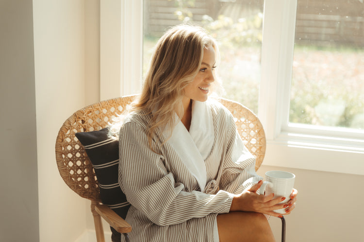 Taupe Seersucker Double Layer Robe