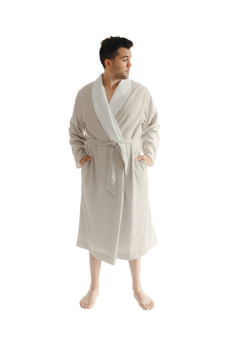 Taupe Seersucker Double Layer Robe