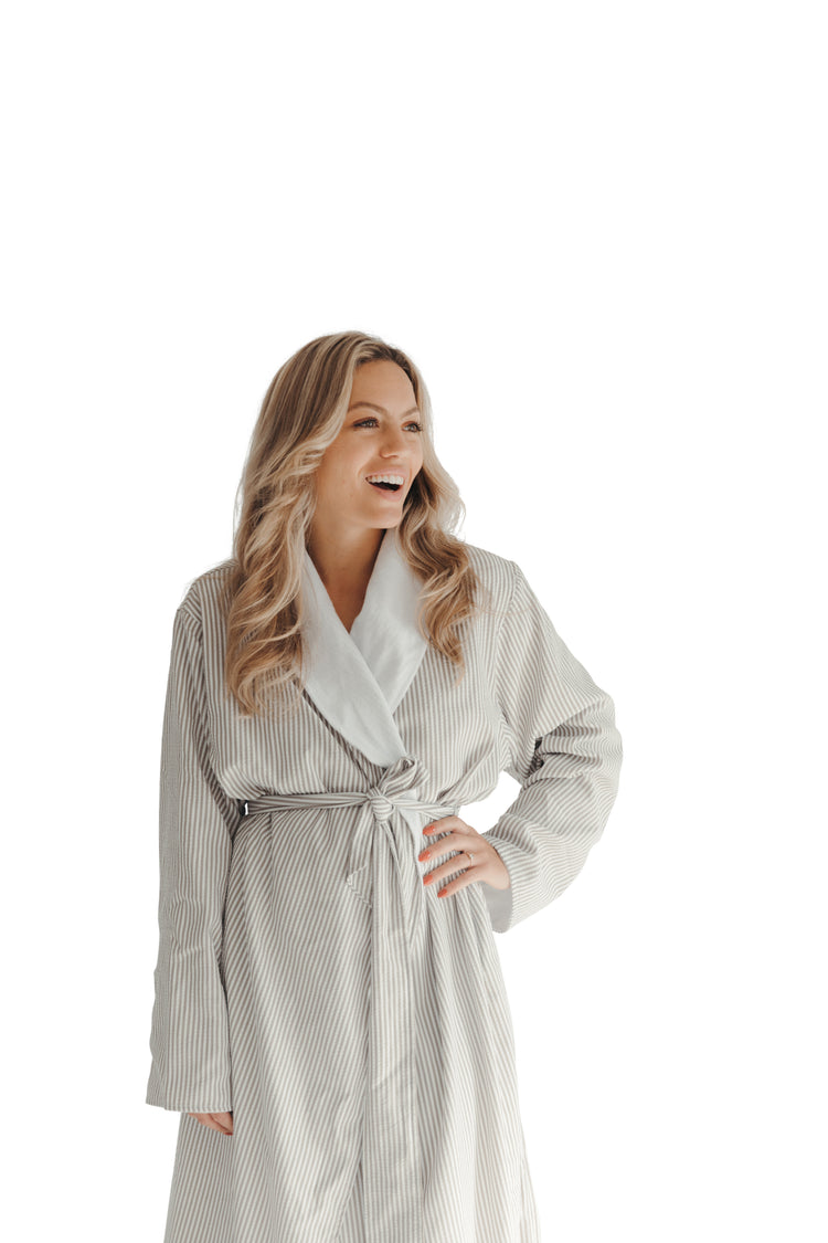 Taupe Seersucker Double Layer Robe