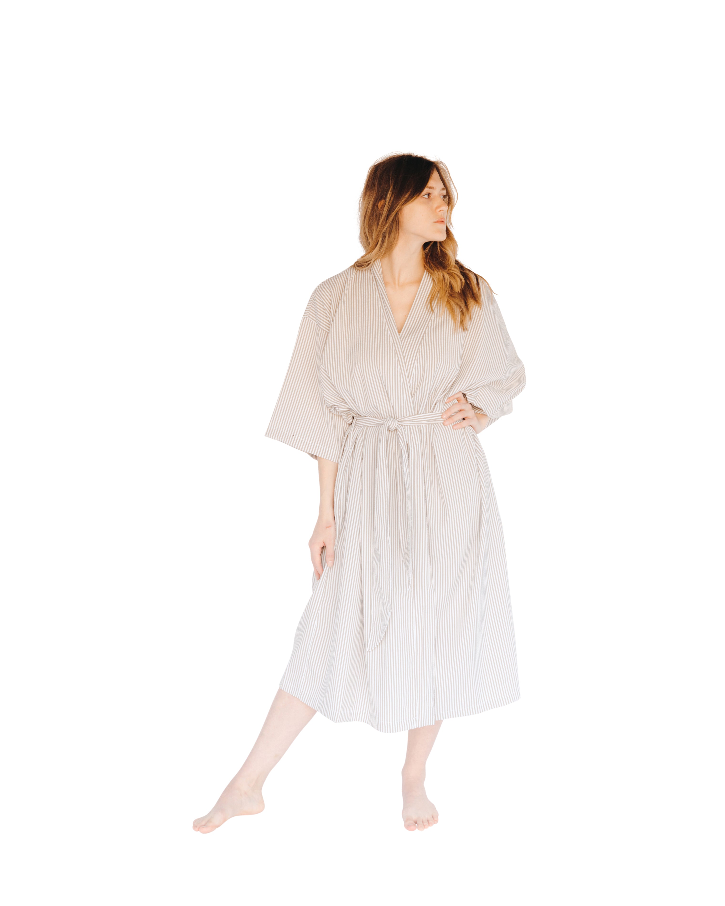 Taupe Seersucker Kimono Robe – Jerdon Style