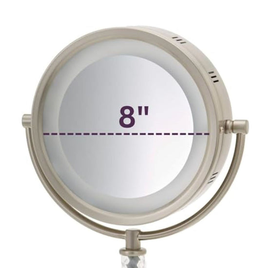 Jerdon HL856BC 8 Inch Halo Lighted Vanity Mirror with 6X Magnification Brushed Brass Finish