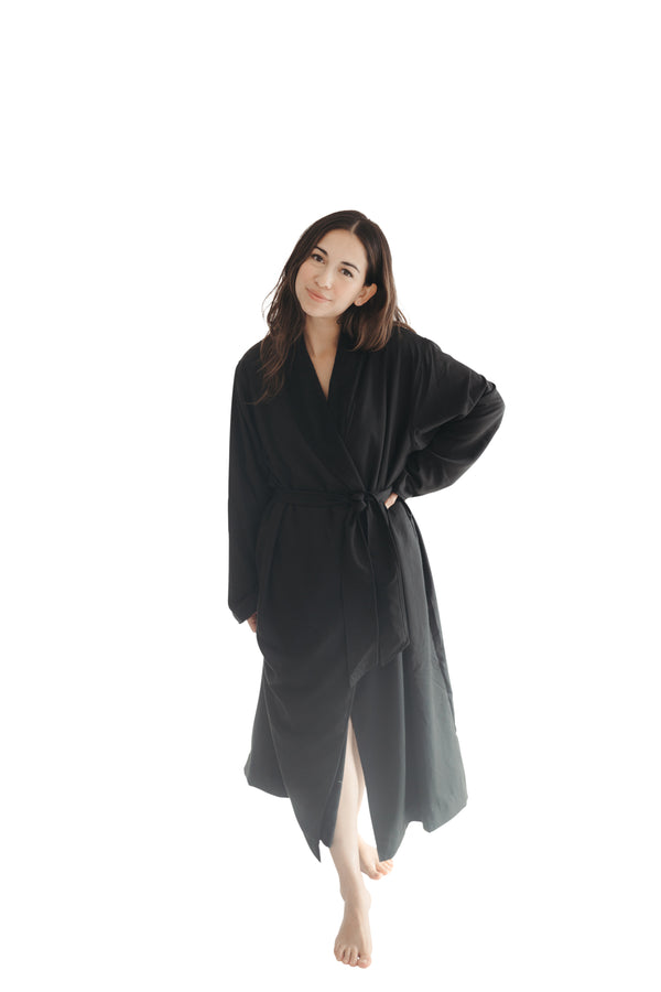 Black Twill Double Layer Robe