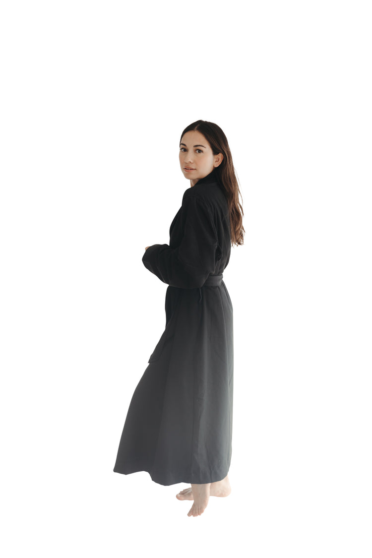 Black Twill Double Layer Robe
