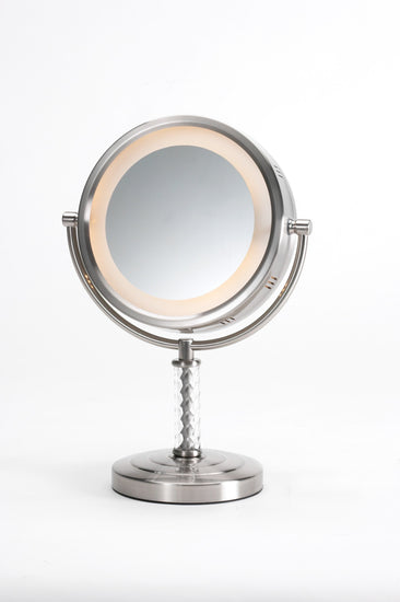 Jerdon HL856BC 8 Inch Halo Lighted Vanity Mirror with 6X Magnification Brushed Brass Finish