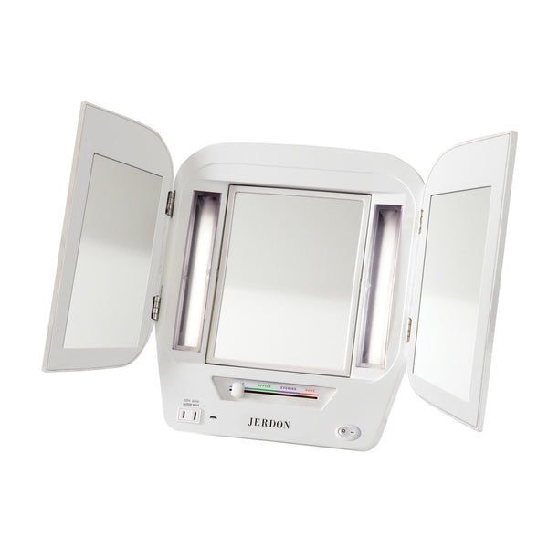 5X-1X Trifold Mirror With LED Lighting