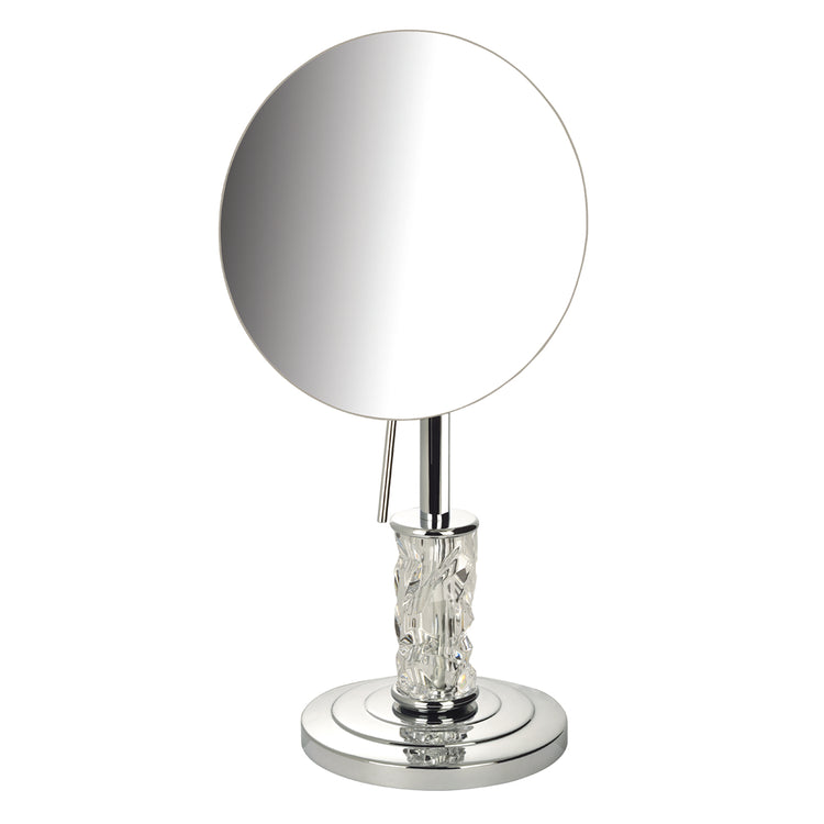 7.5" Diameter 5X Table Mirror w/Steuben Crystal Pedestal