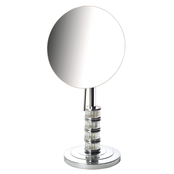 7.5" Diameter 5X Table Mirror w/Steuben Crystal Pedestal